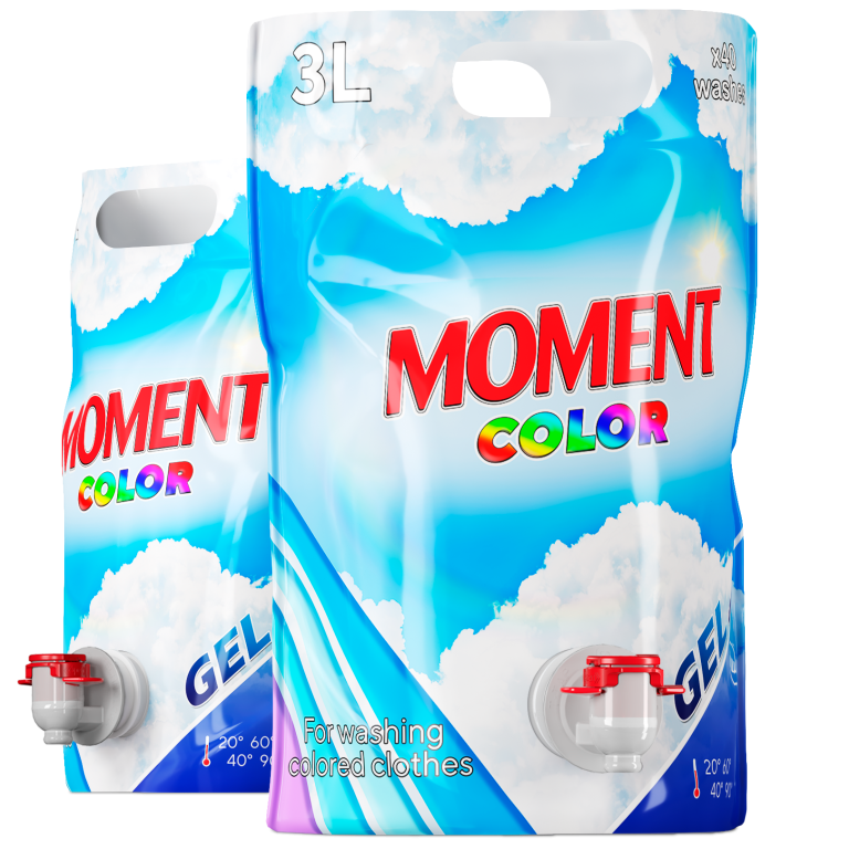 Packaging flessibile per detersivo liquido Moment Color con beccuccio