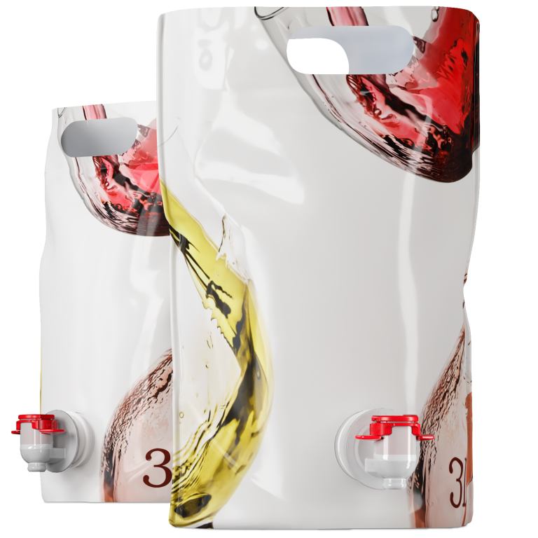 Confezione Super Pouch per vino rosso e bianco con rubinetto Vitop