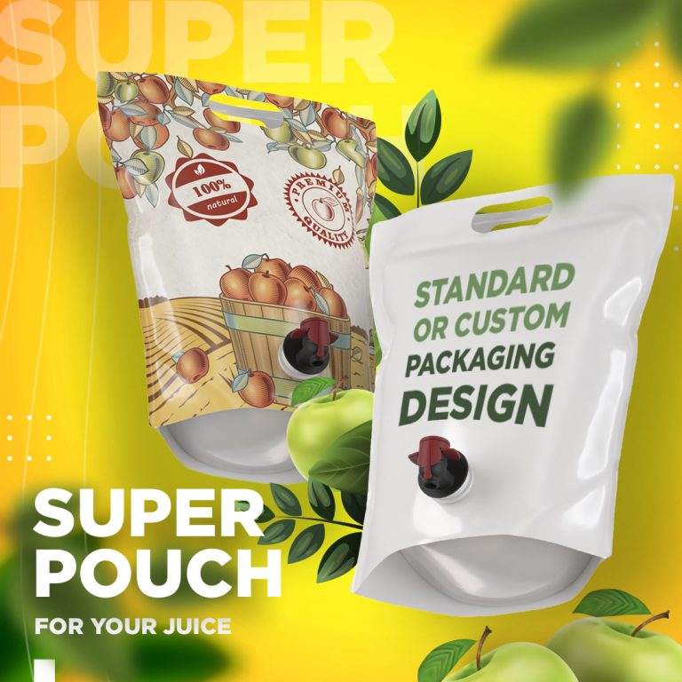 Super Pouch stampato per succo di mela naturale e spremute