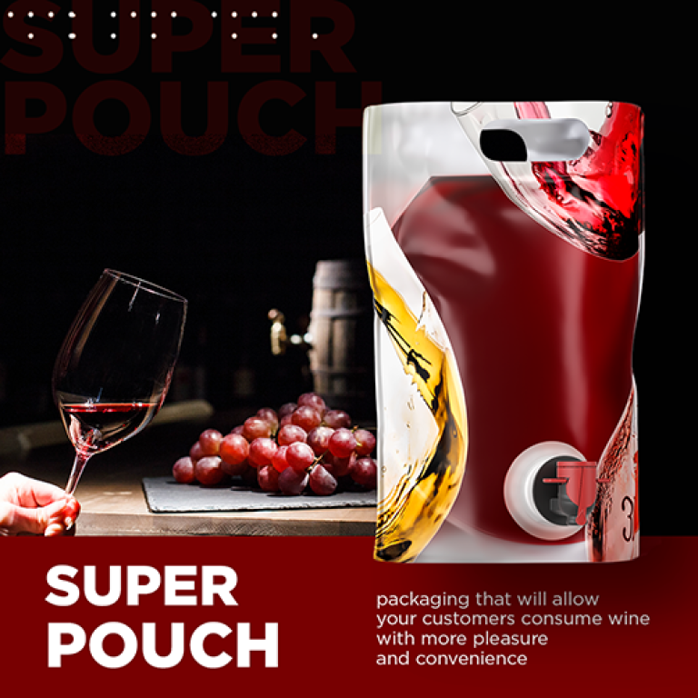 Confezione premium per vino rosso con rubinetto e grappolo d'uva
