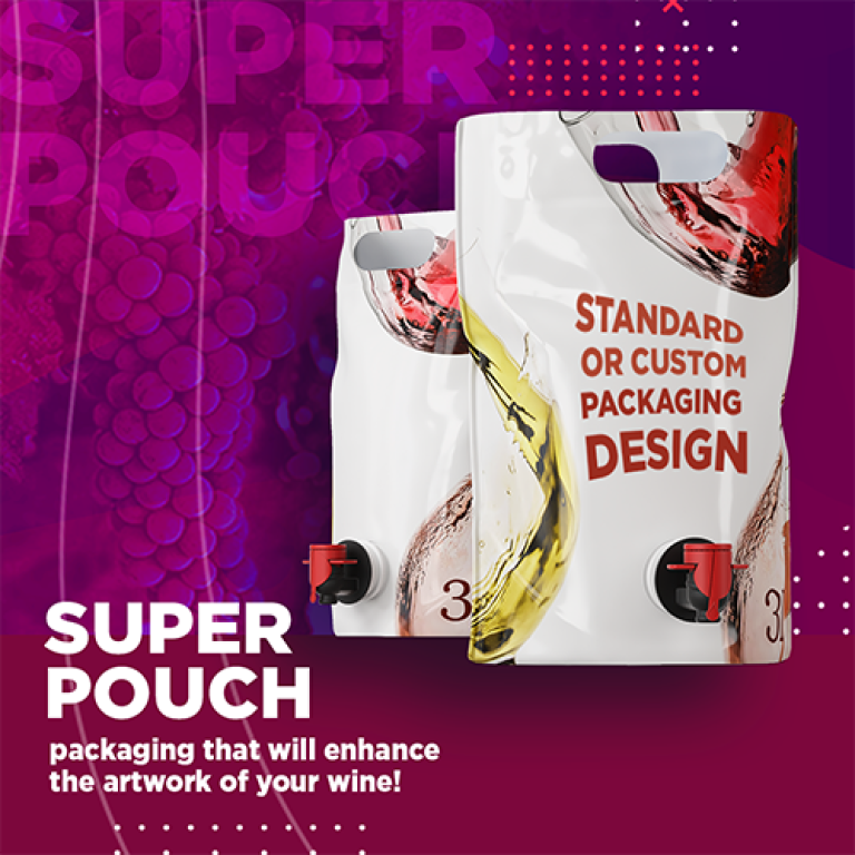 Esempio di packaging Super Pouch con design e stampa personalizzabile